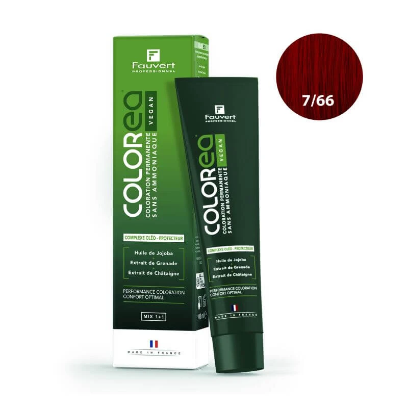 Coloration Colorea Vegan 7/66 Blond Rouge Profond Fauvert Professionnel 100ml 1 Coloration Colorea Vegan 7/66 Blond Rouge Profond Fauvert Professionnel 100ml