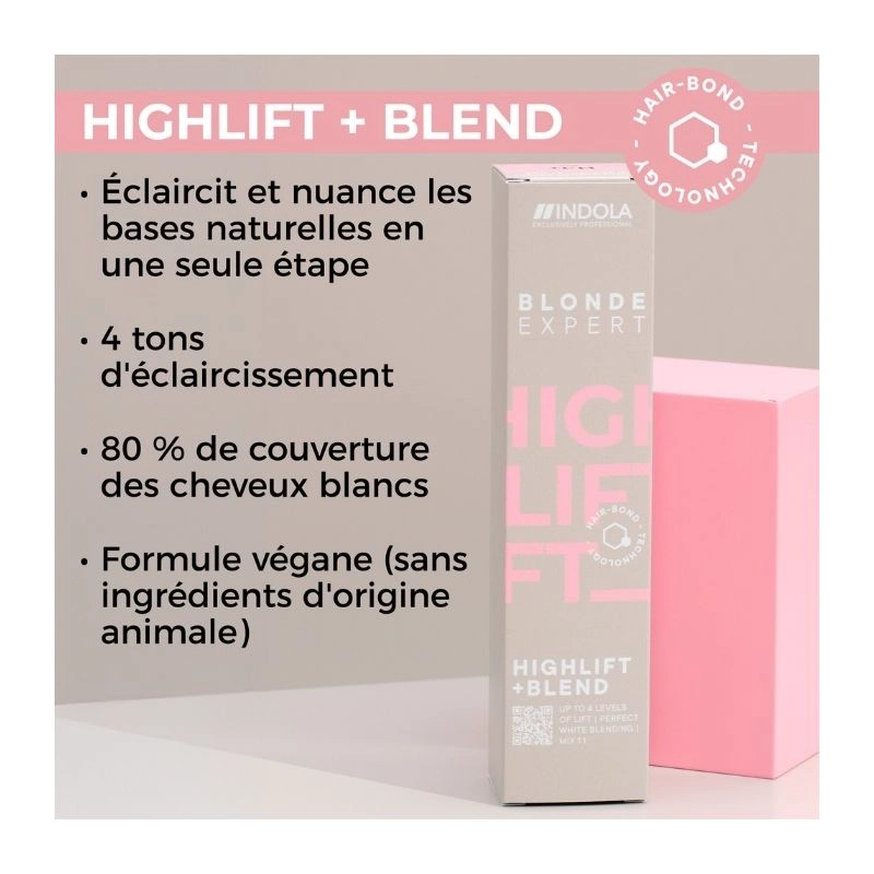Coloration Éclaircissante Highlift + Blend H.1+ Blonde Expert Indola 60ml 3 Coloration Éclaircissante Highlift + Blend H.1+ Blonde Expert Indola 60ml – Image 3