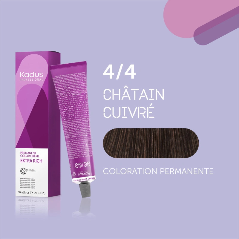 Coloration Permanente 4/4 Châtain Cuivré Kadus 60ML 3 Coloration Permanente 4/4 Châtain Cuivré Kadus 60ML – Image 3