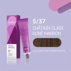 Coloration Permanente 5/37 Châtain Clair Doré Marron Kadus 60ML -Soins Capillaires Liquidation coloration permanente 537 chatain clair dore marron kadus 60ml 2