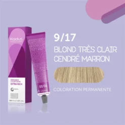 Coloration Permanente 9/17 Blond Très Clair Cendré Marron Kadus 60ML -Soins Capillaires Liquidation coloration permanente 917 blond tres clair cendre marron kadus 60ml 2