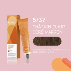 Coloration Semi-permanente Sans Ammoniaque 5/37 Châtain Clair Marron Doré Kadus 60ML -Soins Capillaires Liquidation coloration semi permanente sans ammoniaque 537 chatain clair marron dore kadus 60ml 2