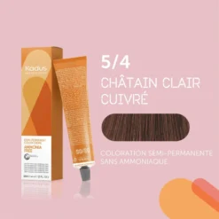 Coloration Semi-permanente Sans Ammoniaque 5/4 Châtain Clair Cuivré Kadus 60ML -Soins Capillaires Liquidation coloration semi permanente sans ammoniaque 54 chatain clair cuivre kadus 60ml 2