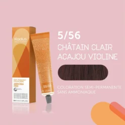 Coloration Semi-permanente Sans Ammoniaque 5/56 Châtain Clair Acajou Violine Kadus 60ML -Soins Capillaires Liquidation coloration semi permanente sans ammoniaque 556 chatain clair acajou violine kadus 60ml 2