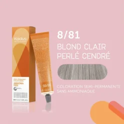 Coloration Semi-permanente Sans Ammoniaque 8/81 Blond Clair Perlé Cendré Kadus 60ML -Soins Capillaires Liquidation coloration semi permanente sans ammoniaque 881 blond clair perle cendre kadus 60ml 2