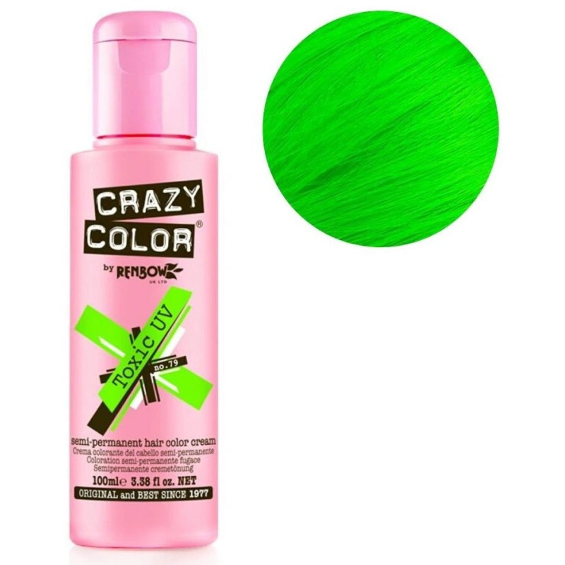 Coloration Semi-permanente Vert Neo Toxic CRAZY COLOR 100ML 1 Coloration Semi-permanente Vert Neo Toxic CRAZY COLOR 100ML