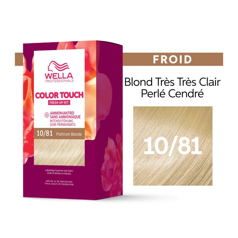 Wella Professionals Kit De Coloration Blond Très Très Clair Perlé Cendré Platinum Blonde Color Touch Fresh-Up 10/81 Wella 2 Wella Professionals Kit De Coloration Blond Très Très Clair Perlé Cendré Platinum Blonde Color Touch Fresh-Up 10/81 Wella – Image 2